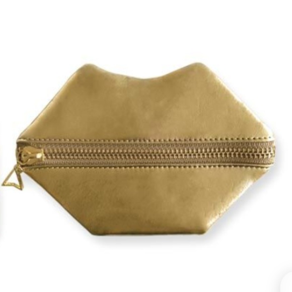Wander Beauty Handbags - Wander Beauty Gold Lips Mini PUCKER UP Pouch